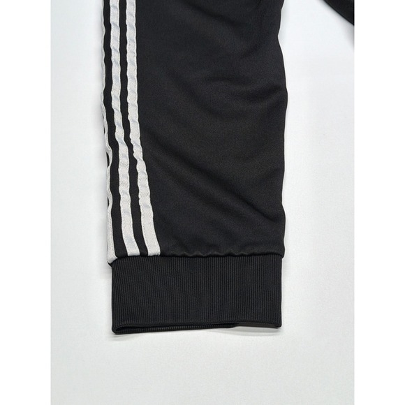 Adidas Mens Black Track Pants Trefoil Logo White 3 Stripes Athletic Joggers L - Picture 6 of 9